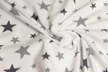 Jersey mit Sternen, ecru, grau, 0,5 m